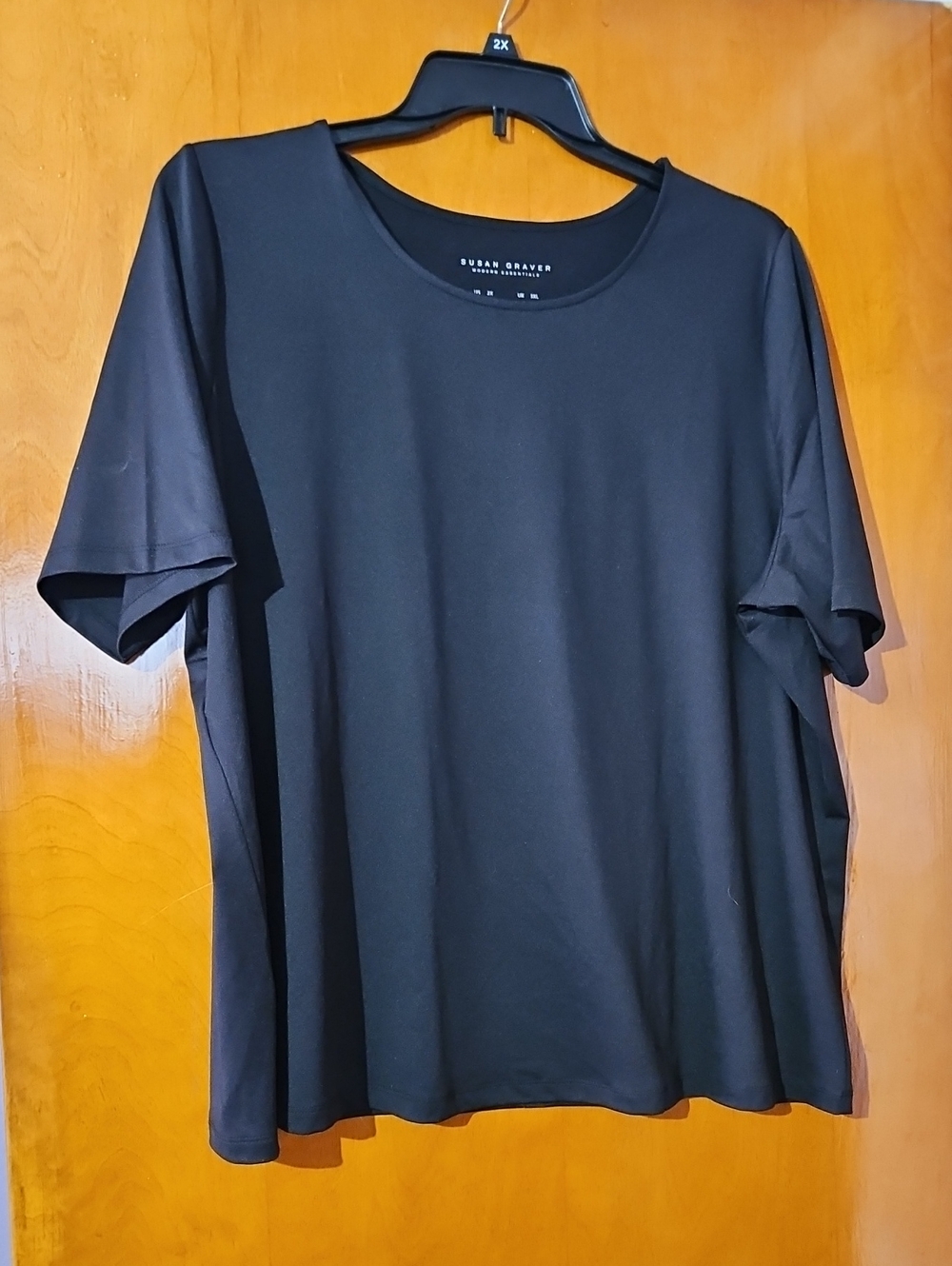 Susan Graver Black Short-Sleeve Crewneck Tee